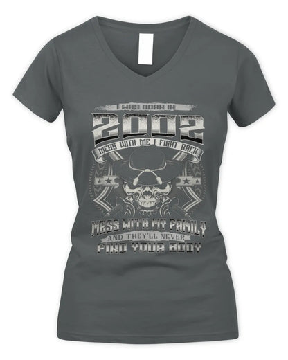 2002 HH89-K2 – Protective Family Quote T-Shirt - Women's V-Neck T-Shirt - Charcoal