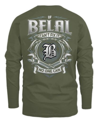 BELAL AP81-K4-626 - Personalized Ahmed Quote Apparel “If Ahmed Can't Fix It, No One Can” - Men's Long Sleeved T-Shirt - Military Green