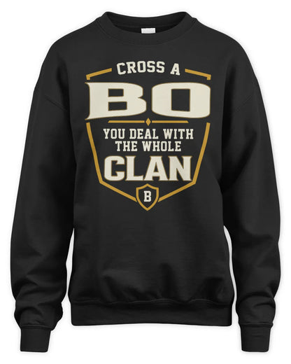 BO NT1-K008 Cross A/An NAME, You Deal With the Whole Clan | Personalized Vintage T-Shirt - Unisex Sweatshirt - Black