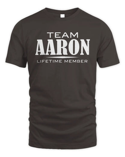 AARON BL62-K4-128 - Personalized “Team NAME Lifetime Member” - Unisex Standard T-Shirt - Dark Chocolate