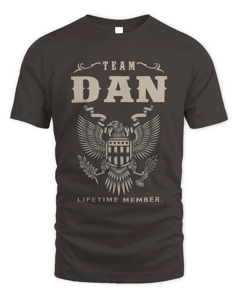 DAN TP06-K82 – Personalized Classic Style Apparel “Team NAME Lifetime Member” - Unisex Standard T-Shirt - Dark Chocolate