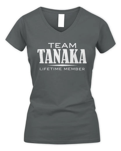 TANAKA BL62-K4-128 - Personalized “Team NAME Lifetime Member” - Women's V-Neck T-Shirt - Charcoal