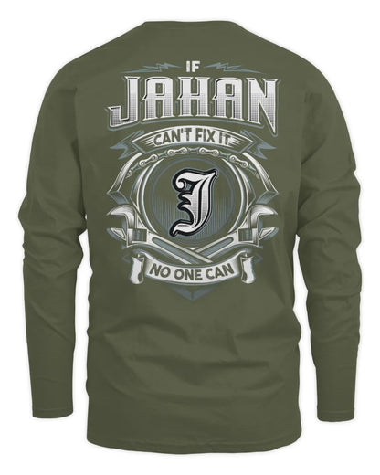 JAHAN AP81-K4-626 - Personalized Ahmed Quote Apparel “If Ahmed Can't Fix It, No One Can” - Men's Long Sleeved T-Shirt - Military Green