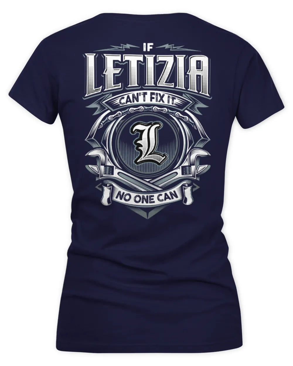 LETIZIA AP81-K4-626 - Personalized Ahmed Quote Apparel “If Ahmed Can't Fix It, No One Can” - Women's V-Neck T-Shirt - Navy