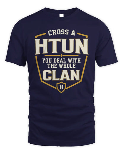 HTUN NT1-K008 Cross A/An NAME, You Deal With the Whole Clan | Personalized Vintage T-Shirt - Unisex Standard T-Shirt - Navy
