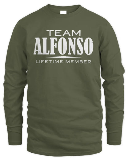ALFONSO BL62-K4-128 - Personalized “Team NAME Lifetime Member” - Men's Long Sleeved T-Shirt - Military Green