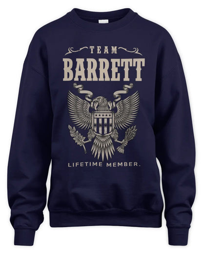BARRETT TP06-K82 – Personalized Classic Style Apparel “Team NAME Lifetime Member” - Unisex Sweatshirt - Navy