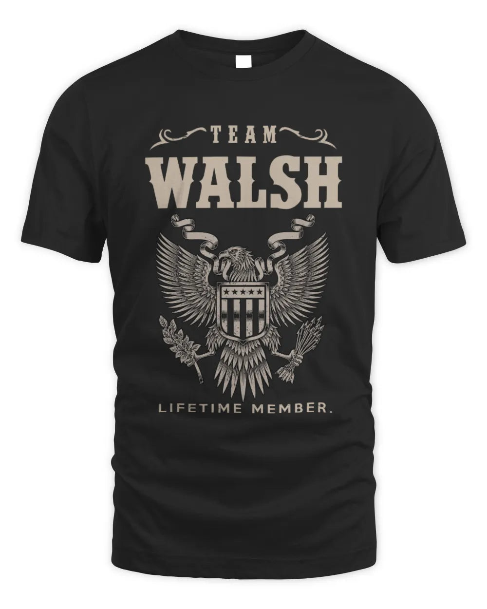 WALSH TP06-K82 – Personalized Classic Style Apparel “Team NAME Lifetime Member” - Unisex Standard T-Shirt - Black