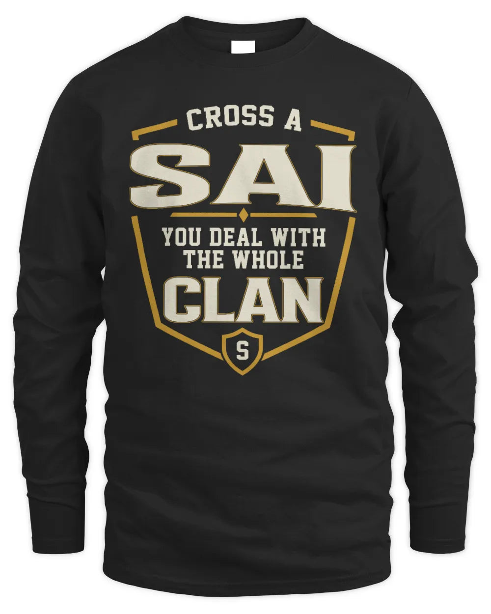 SAI NT1-K008 Cross A/An NAME, You Deal With the Whole Clan | Personalized Vintage T-Shirt - Men's Long Sleeved T-Shirt - Black