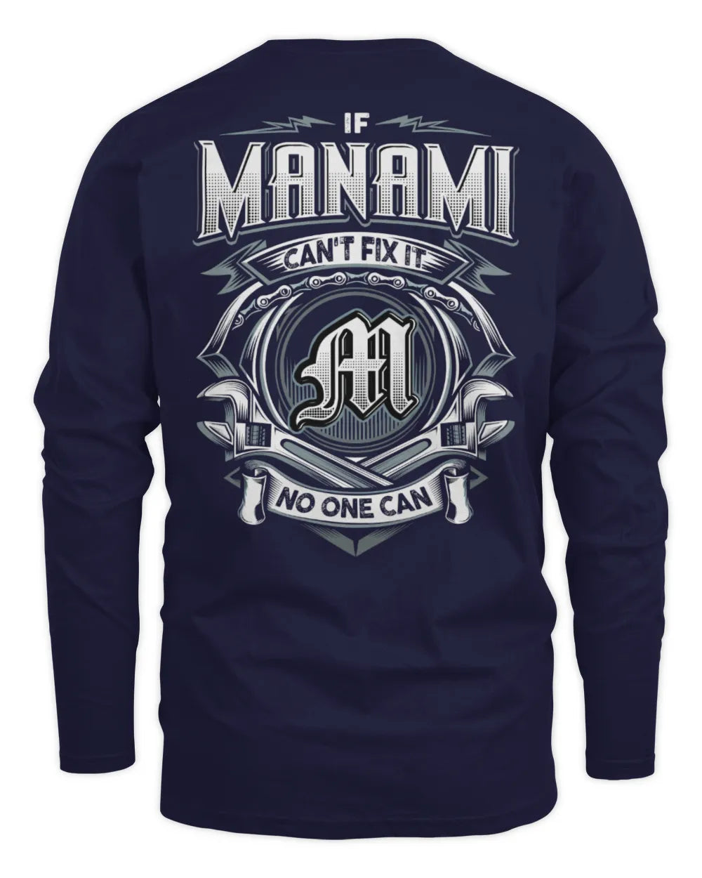 MANAMI AP81-K4-626 - Personalized Ahmed Quote Apparel “If Ahmed Can't Fix It, No One Can” - Men's Long Sleeved T-Shirt - Navy