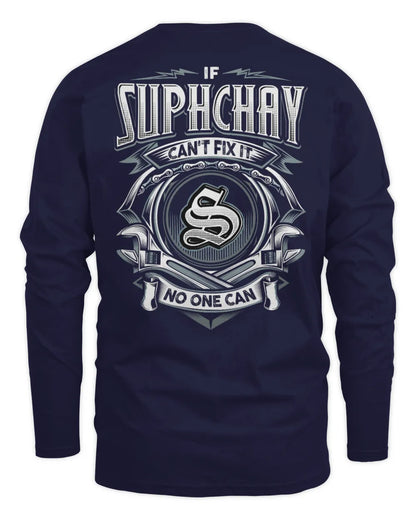 SUPHCHAY AP81-K4-626 - Personalized Ahmed Quote Apparel “If Ahmed Can't Fix It, No One Can” - Men's Long Sleeved T-Shirt - Navy