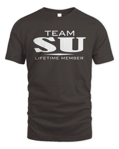 SU BL62-K4-128 - Personalized “Team NAME Lifetime Member” - Unisex Standard T-Shirt - Dark Chocolate