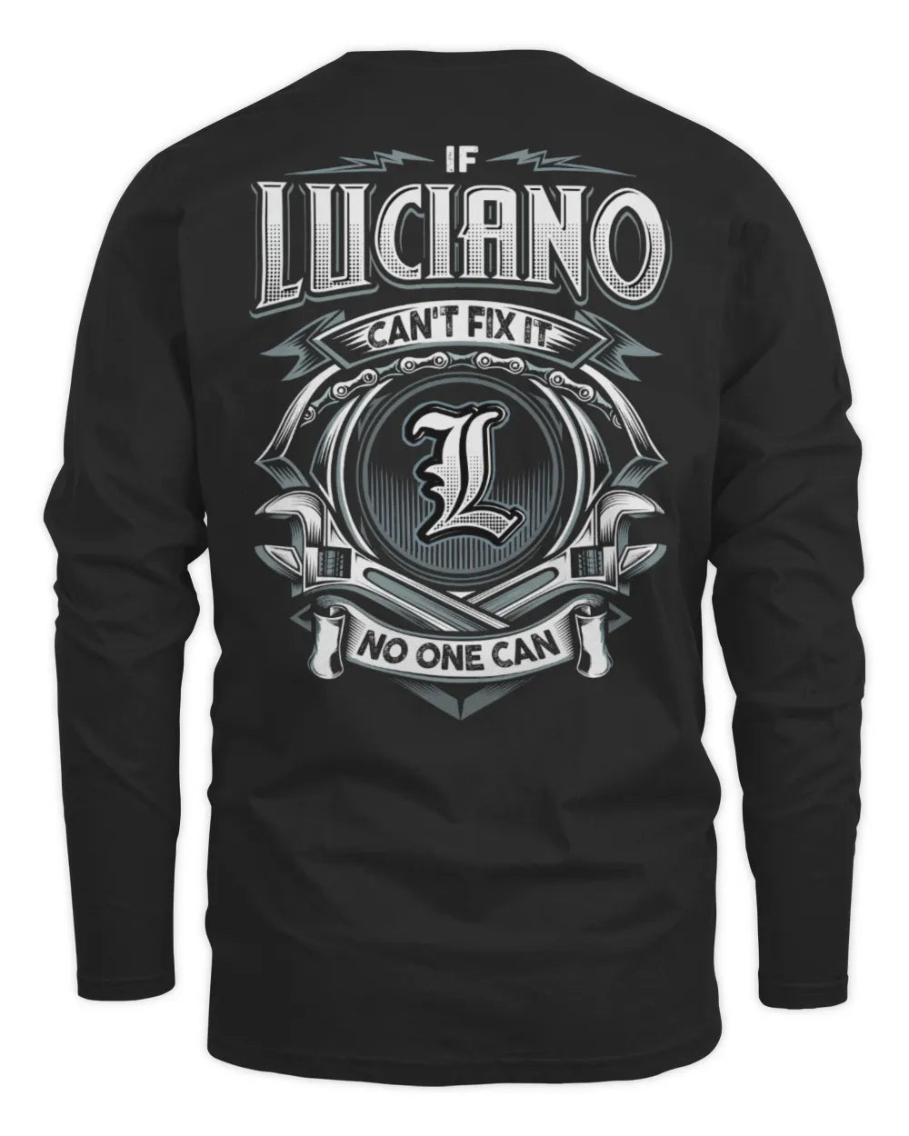 LUCIANO AP81-K4-626 - Personalized Ahmed Quote Apparel “If Ahmed Can't Fix It, No One Can” - Men's Long Sleeved T-Shirt - Black