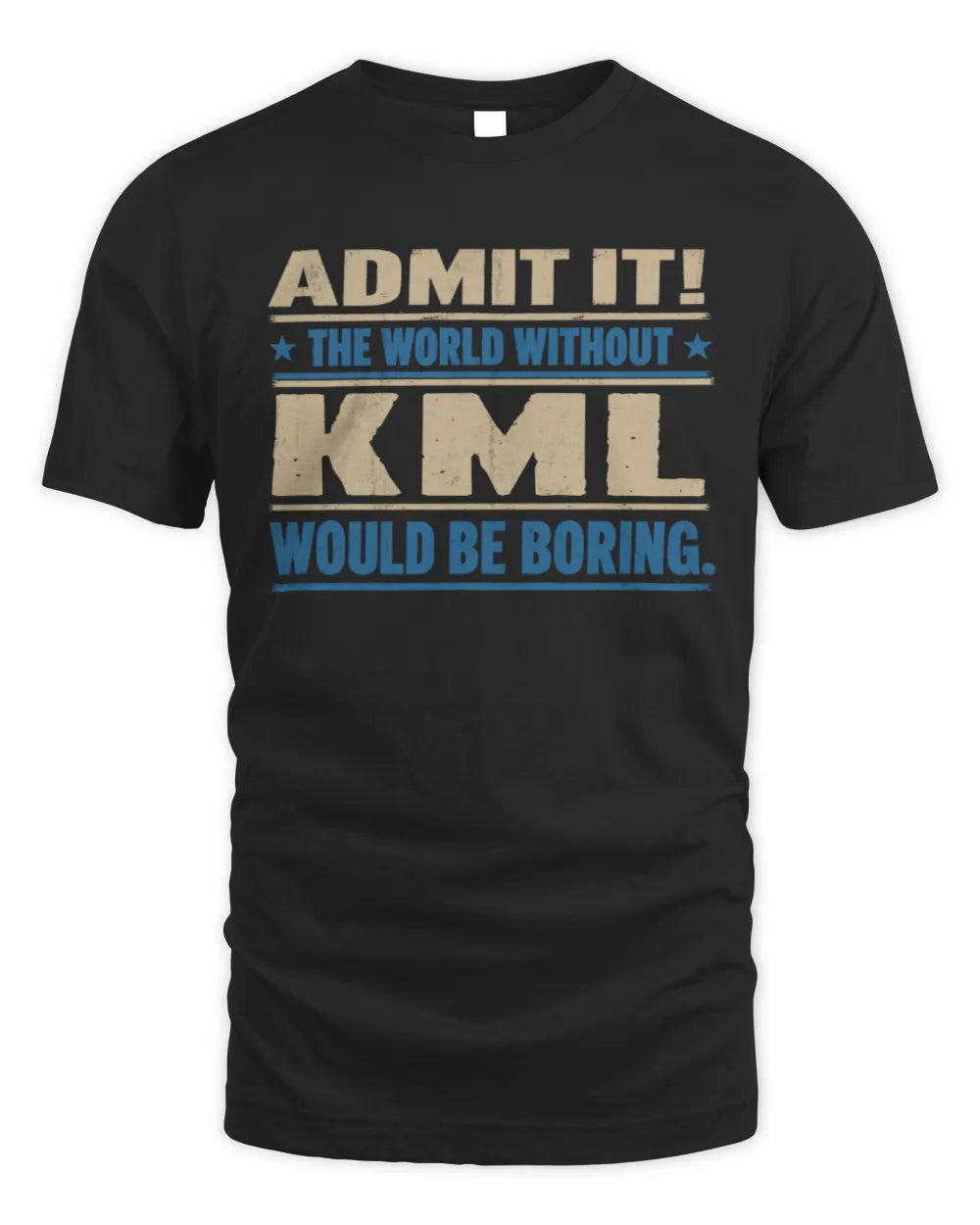KML TP68-K2-968 – Personalized Funny Quote Apparel “The World Without NAME Would Be Boring” - Unisex Standard T-Shirt - Black