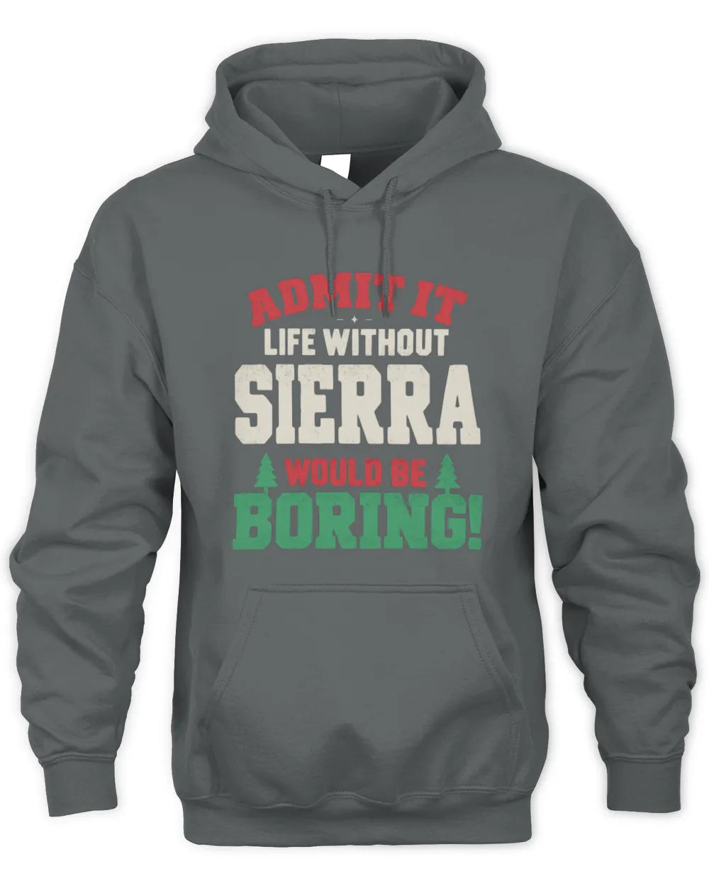 SIERRA P5 TH08 Christmas T-Shirt – “Life Without NAME Would Be Boring” - Unisex Hoodie - Charcoal