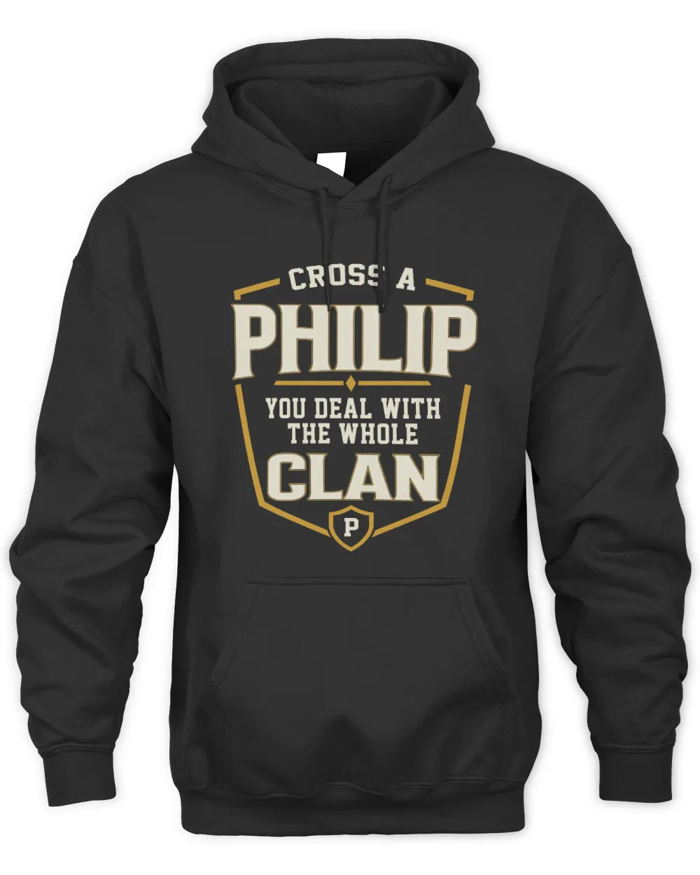 PHILIP NT1-K008 Cross A/An NAME, You Deal With the Whole Clan | Personalized Vintage T-Shirt - Unisex Hoodie - Black
