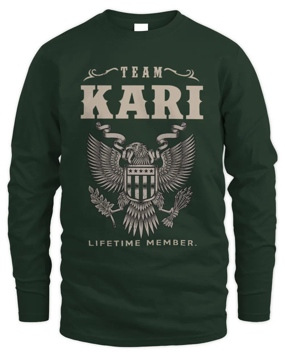 KARI TP06-K82 – Personalized Classic Style Apparel “Team NAME Lifetime Member” - Men's Long Sleeved T-Shirt - Forest Green