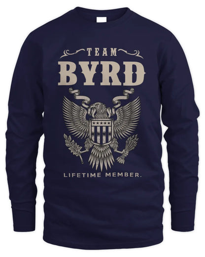 BYRD TP06-K82 – Personalized Classic Style Apparel “Team NAME Lifetime Member” - Men's Long Sleeved T-Shirt - Navy