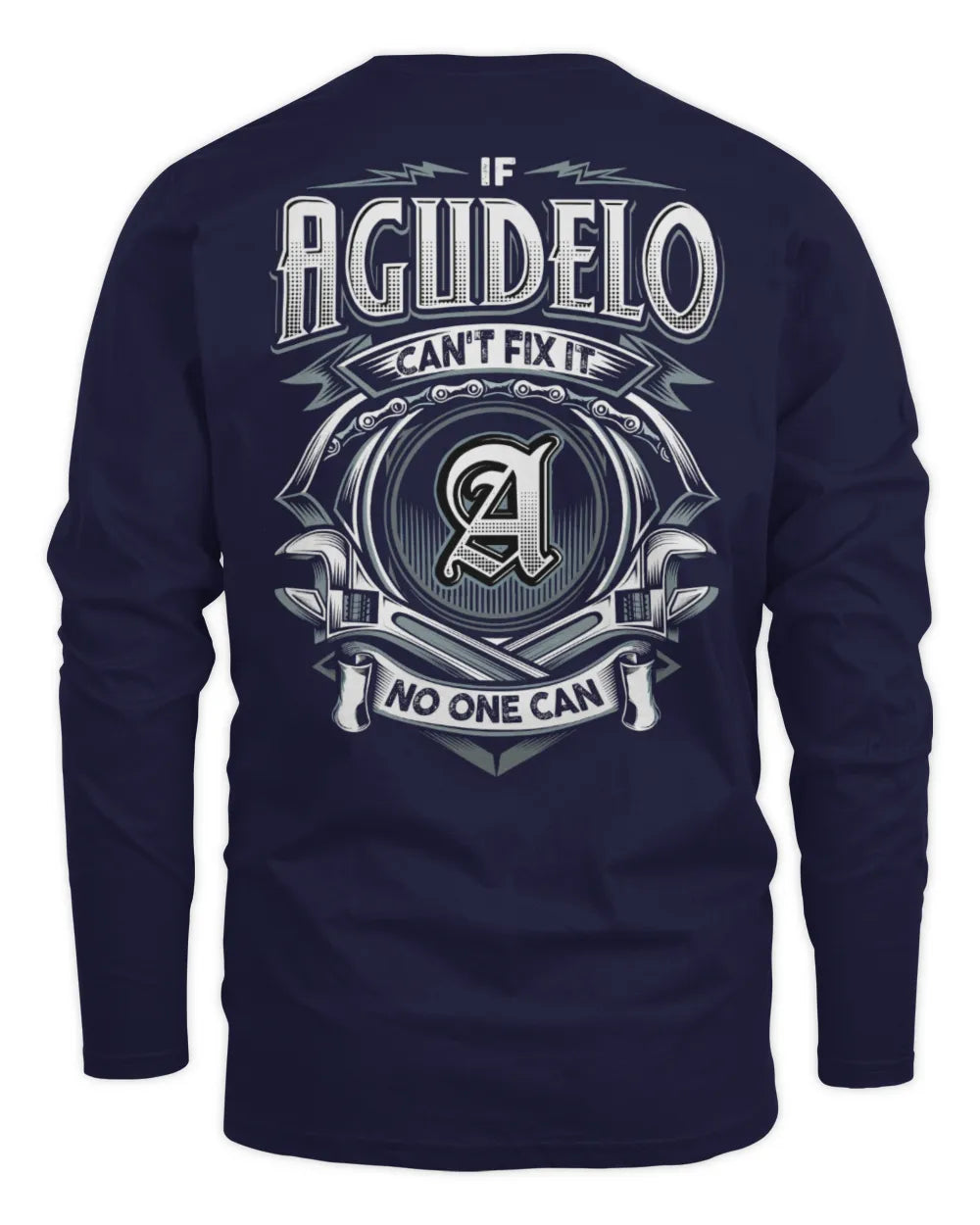 AGUDELO AP81-K4-626 - Personalized Ahmed Quote Apparel “If Ahmed Can't Fix It, No One Can” - Men's Long Sleeved T-Shirt - Navy