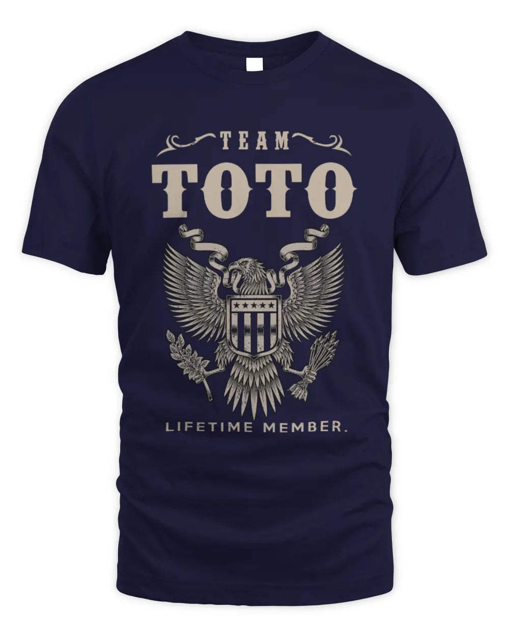 TOTO TP06-K82 – Personalized Classic Style Apparel “Team NAME Lifetime Member” - Unisex Standard T-Shirt - Navy