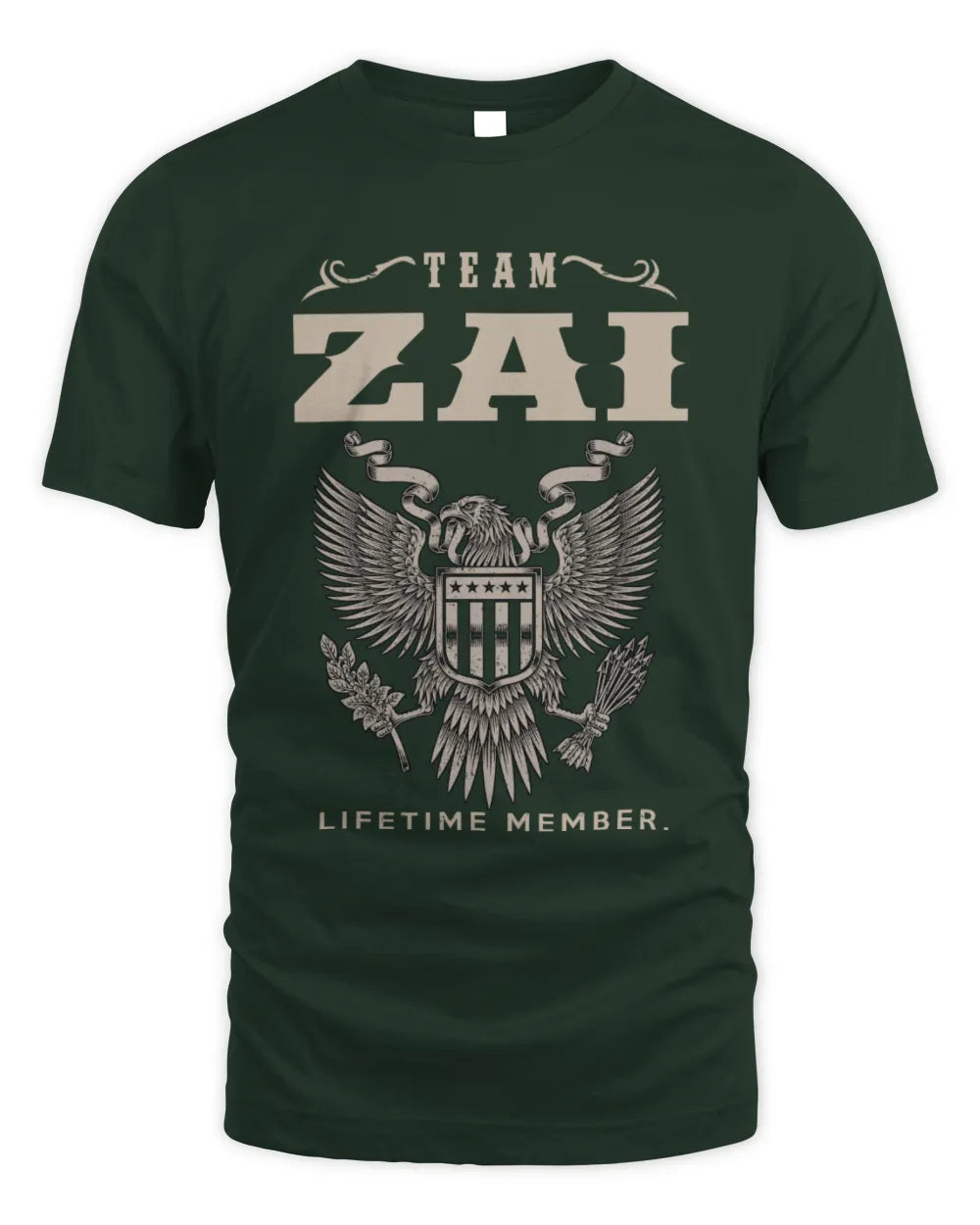 ZAI TP06-K82 – Personalized Classic Style Apparel “Team NAME Lifetime Member” - Unisex Standard T-Shirt - Forest Green