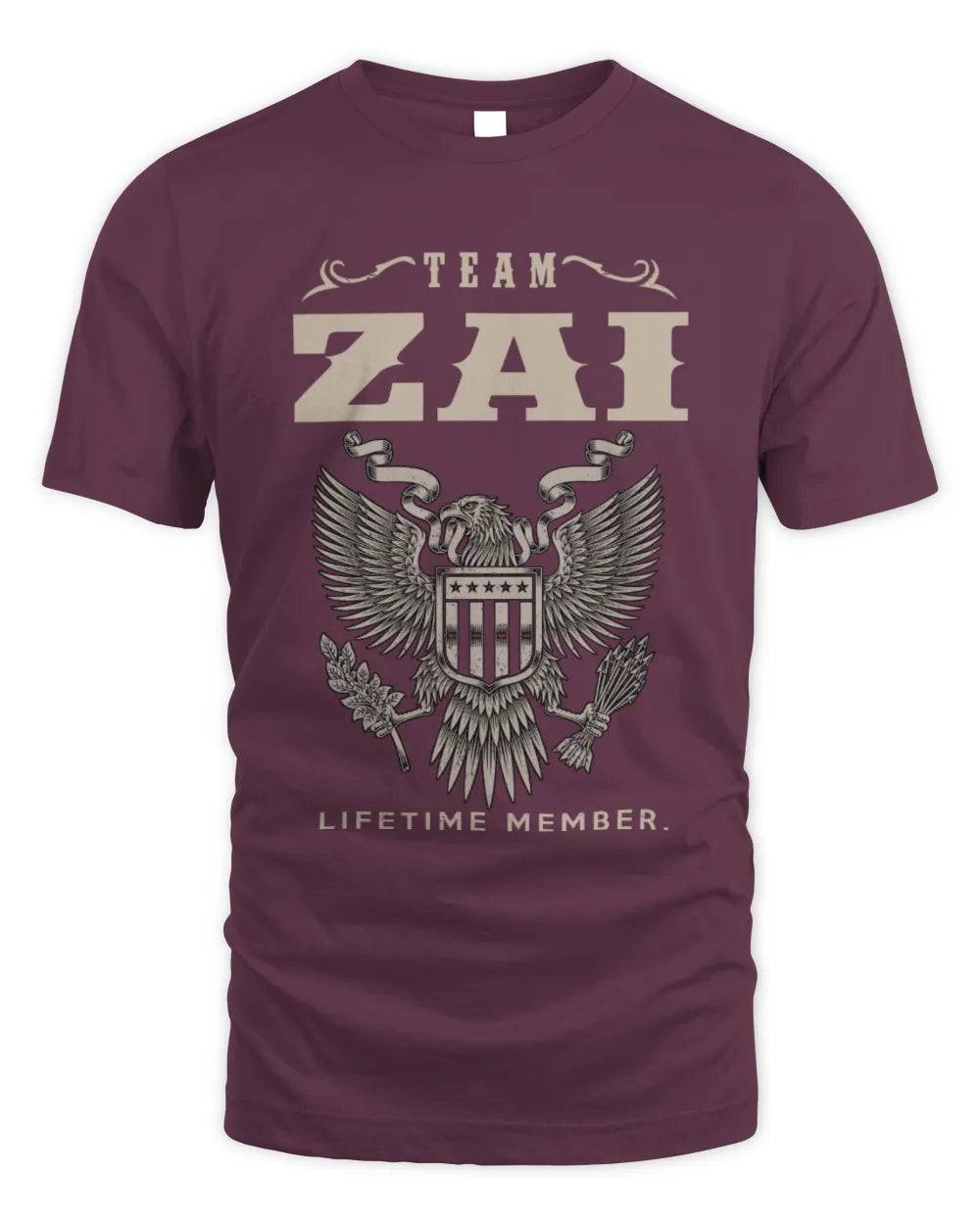 ZAI TP06-K82 – Personalized Classic Style Apparel “Team NAME Lifetime Member” - Unisex Standard T-Shirt - Maroon