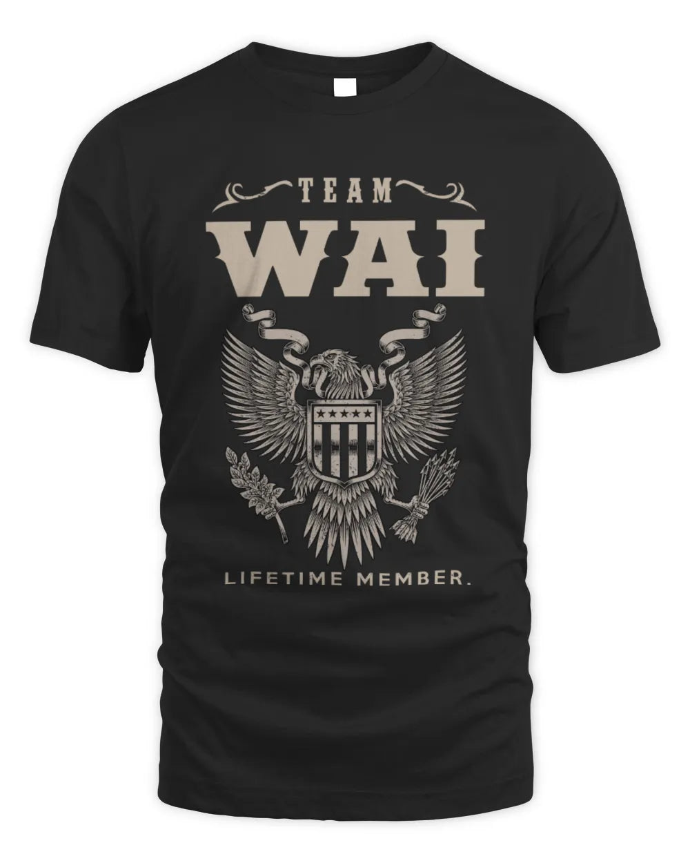 WAI TP06-K82 – Personalized Classic Style Apparel “Team NAME Lifetime Member” - Unisex Standard T-Shirt - Black