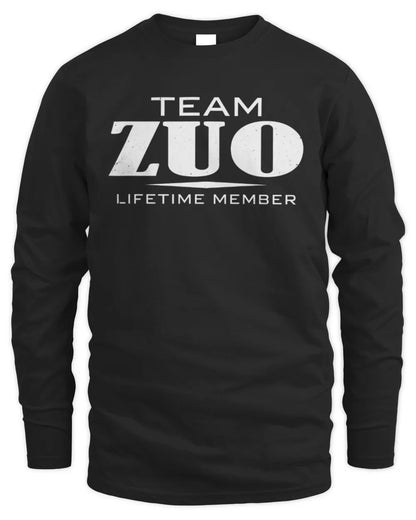ZUO BL62-K4-128 - Personalized “Team NAME Lifetime Member” - Men's Long Sleeved T-Shirt - Black