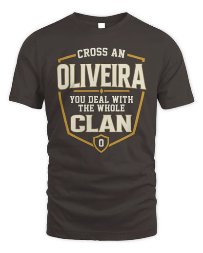 OLIVEIRA NT1-K008 Cross A/An NAME, You Deal With the Whole Clan | Personalized Vintage T-Shirt - Unisex Standard T-Shirt - Dark Chocolate