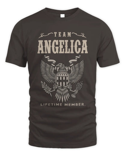 ANGELICA TP06-K82 – Personalized Classic Style Apparel “Team NAME Lifetime Member” - Unisex Standard T-Shirt - Dark Chocolate