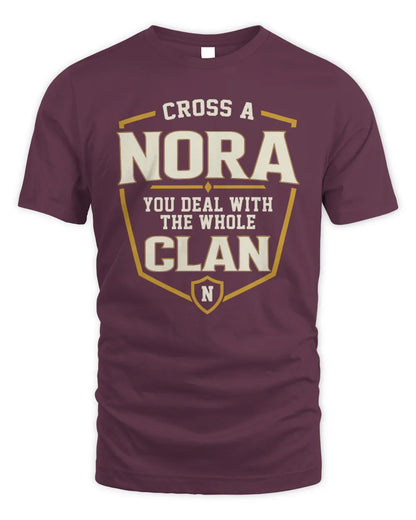 NORA NT1-K008 Cross A/An NAME, You Deal With the Whole Clan | Personalized Vintage T-Shirt - Unisex Standard T-Shirt - Maroon