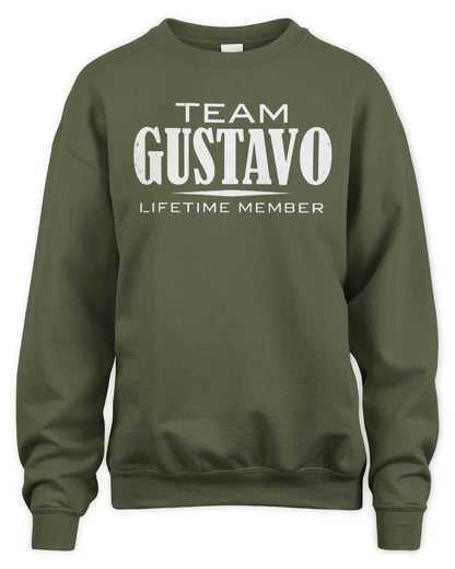 GUSTAVO BL62-K4-128 - Personalized “Team NAME Lifetime Member” - Unisex Sweatshirt - Military Green