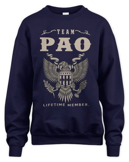 PAO TP06-K82 – Personalized Classic Style Apparel “Team NAME Lifetime Member” - Unisex Sweatshirt - Navy
