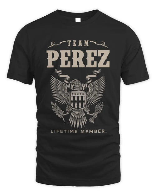 PEREZ TP06-K82 – Personalized Classic Style Apparel “Team NAME Lifetime Member” - Unisex Standard T-Shirt - Black