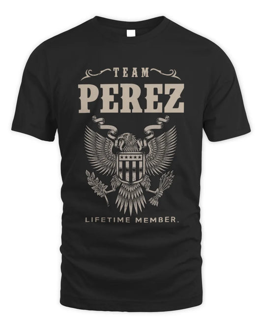 PEREZ TP06-K82 – Personalized Classic Style Apparel “Team NAME Lifetime Member” - Unisex Standard T-Shirt - Black