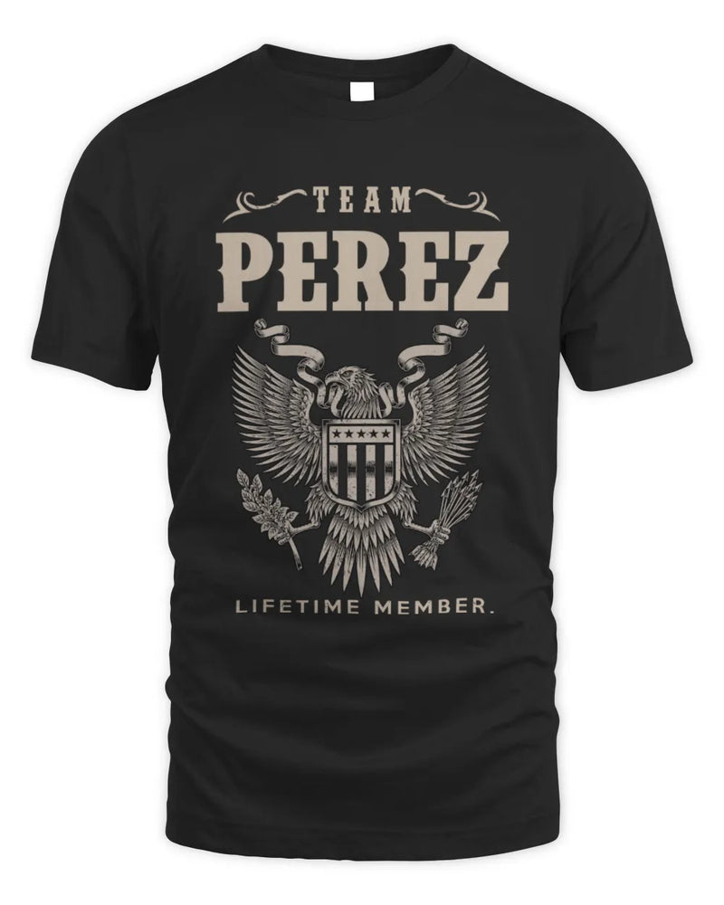PEREZ TP06-K82 – Personalized Classic Style Apparel “Team NAME Lifetime Member” - Unisex Standard T-Shirt - Black