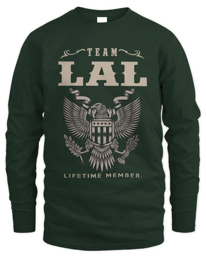 LAL TP06-K82 – Personalized Classic Style Apparel “Team NAME Lifetime Member” - Men's Long Sleeved T-Shirt - Forest Green
