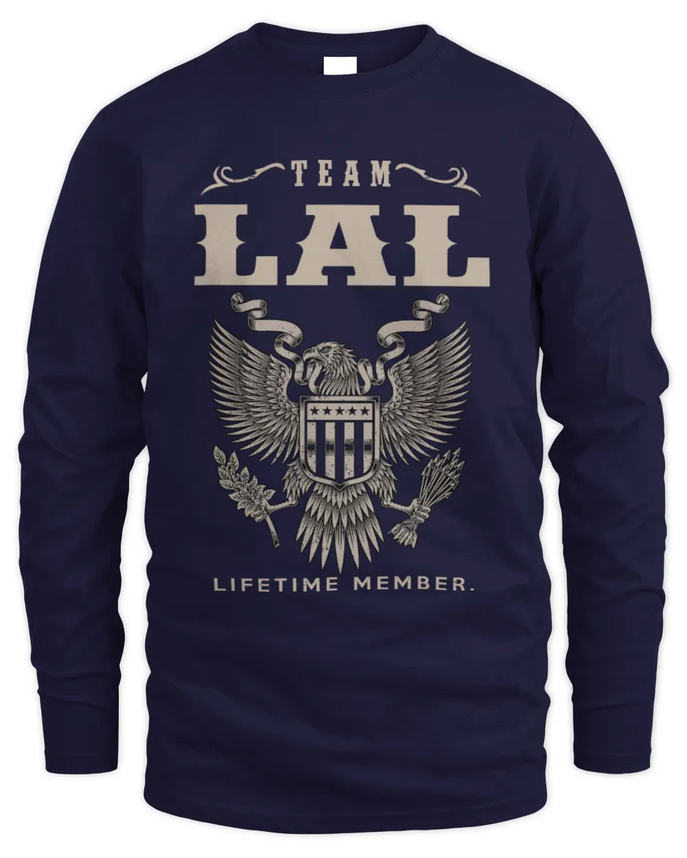 LAL TP06-K82 – Personalized Classic Style Apparel “Team NAME Lifetime Member” - Men's Long Sleeved T-Shirt - Navy