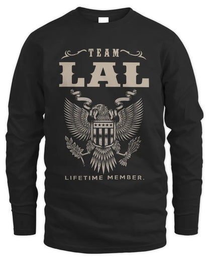 LAL TP06-K82 – Personalized Classic Style Apparel “Team NAME Lifetime Member” - Men's Long Sleeved T-Shirt - Black
