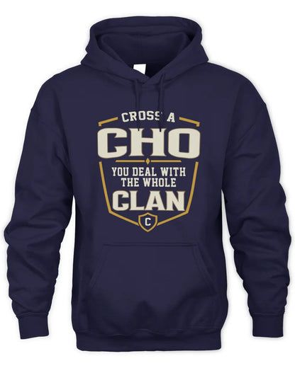 CHO NT1-K008 Cross A/An NAME, You Deal With the Whole Clan | Personalized Vintage T-Shirt - Unisex Hoodie - Navy