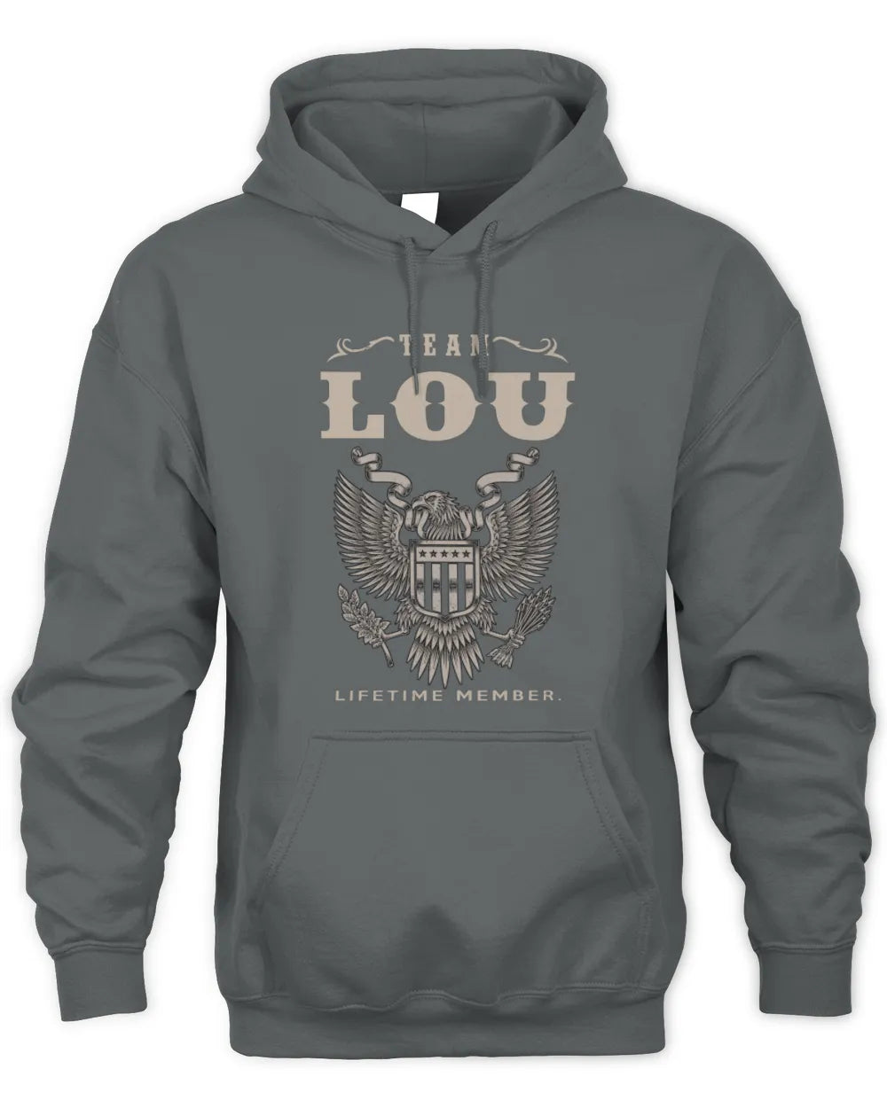 LOU TP06-K82 – Personalized Classic Style Apparel “Team NAME Lifetime Member” - Unisex Hoodie - Charcoal