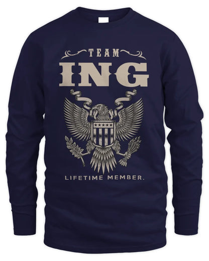 ING TP06-K82 – Personalized Classic Style Apparel “Team NAME Lifetime Member” - Men's Long Sleeved T-Shirt - Navy