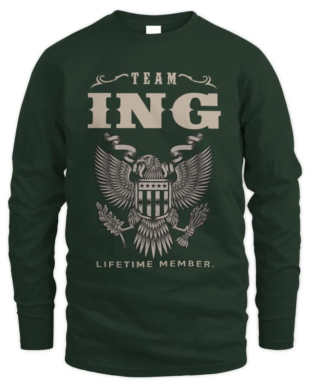 ING TP06-K82 – Personalized Classic Style Apparel “Team NAME Lifetime Member” - Men's Long Sleeved T-Shirt - Forest Green