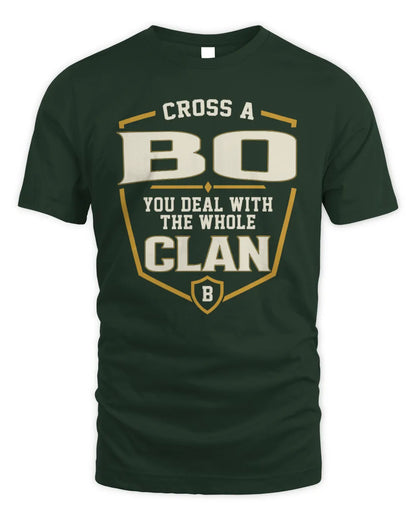 BO NT1-K008 Cross A/An NAME, You Deal With the Whole Clan | Personalized Vintage T-Shirt - Unisex Standard T-Shirt - Forest Green