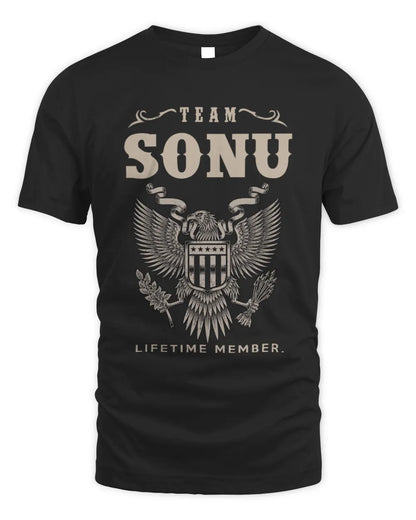 SONU TP06-K82 – Personalized Classic Style Apparel “Team NAME Lifetime Member” - Unisex Standard T-Shirt - Black