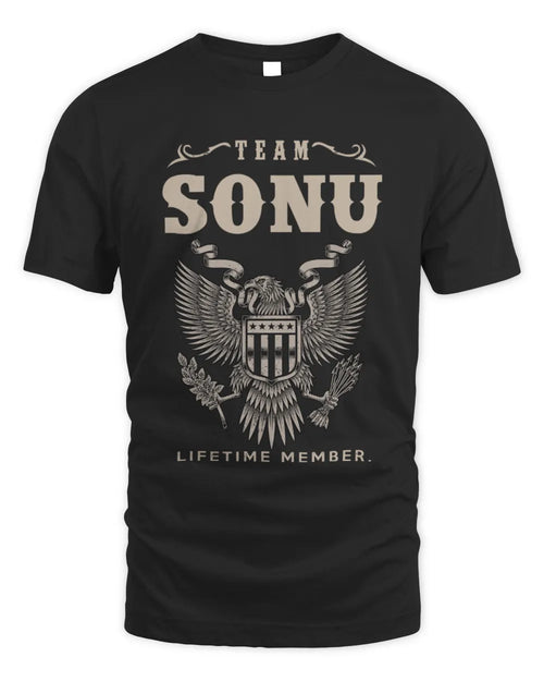 SONU TP06-K82 – Personalized Classic Style Apparel “Team NAME Lifetime Member” - Unisex Standard T-Shirt - Black