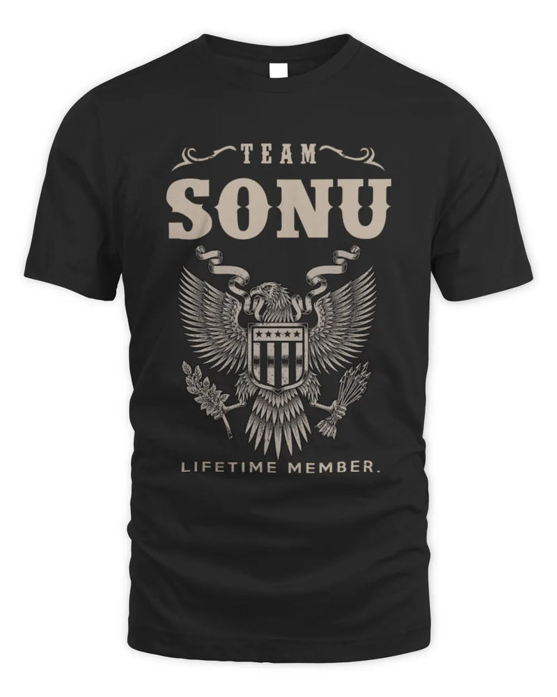SONU TP06-K82 – Personalized Classic Style Apparel “Team NAME Lifetime Member” - Unisex Standard T-Shirt - Black