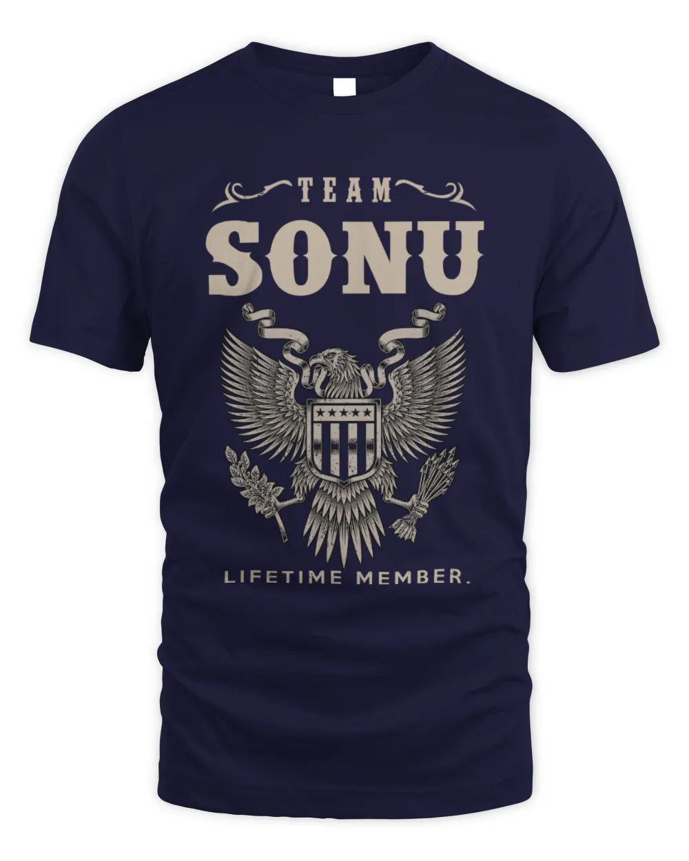 SONU TP06-K82 – Personalized Classic Style Apparel “Team NAME Lifetime Member” - Unisex Standard T-Shirt - Navy