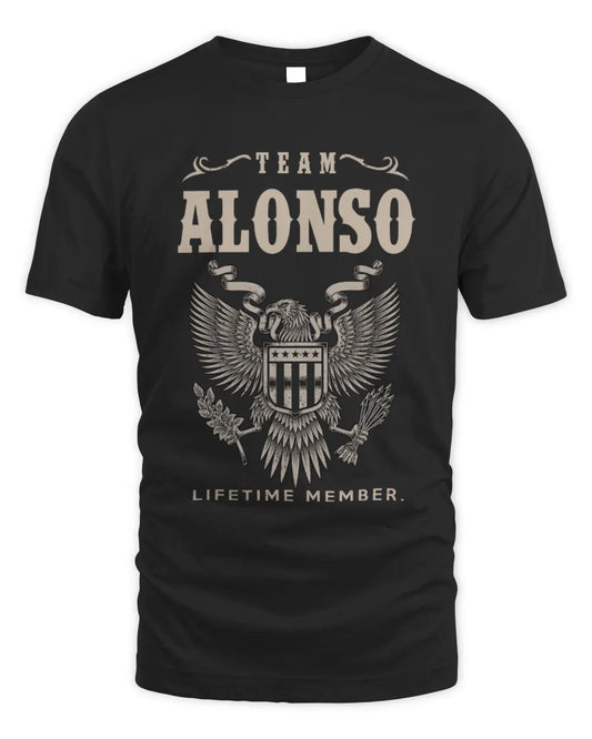 ALONSO TP06-K82 – Personalized Classic Style Apparel “Team NAME Lifetime Member” - Unisex Standard T-Shirt - Black
