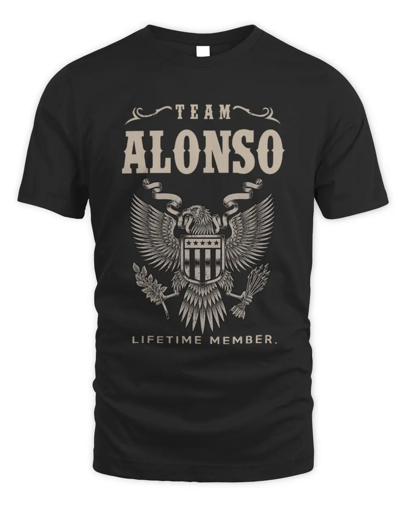 ALONSO TP06-K82 – Personalized Classic Style Apparel “Team NAME Lifetime Member” - Unisex Standard T-Shirt - Black